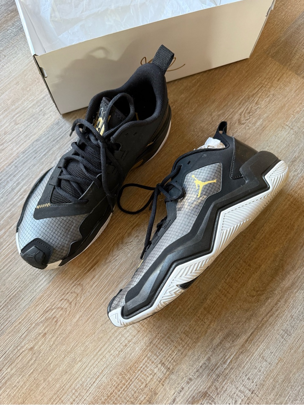 Jordan One Take 4 Black/Metallic Gold-White Sneakers